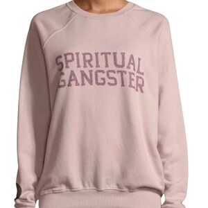 Spiritual Gangster Cotton Raglan Graphic Pullover Sweatshirt Mauve Pink Logo